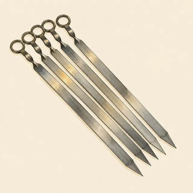 Illustration of Flat Stainless Kebab Skewers, 1-inch wide
