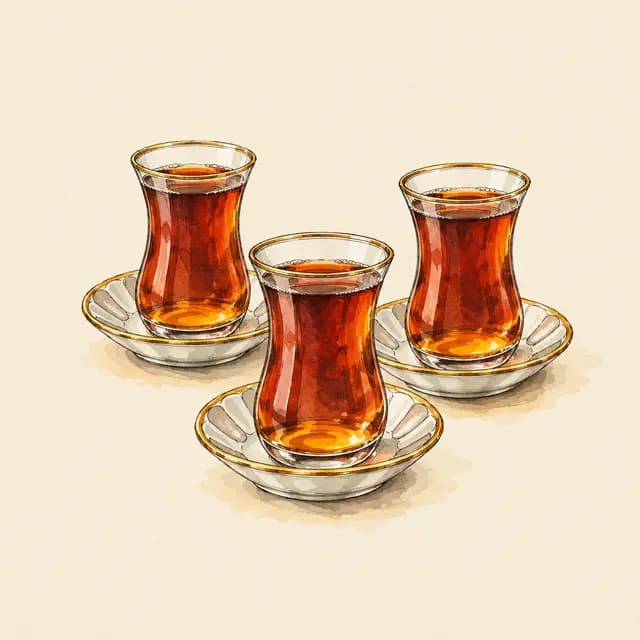 Illustration of Pasabahce Turkish Tea Glasses and Saucers, 12 pieces